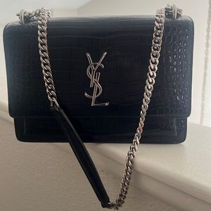 USED YSL CROCODILE SUNSET BLACK BAG